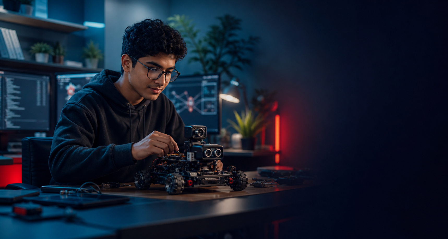 Developer building an intelligent robotics project